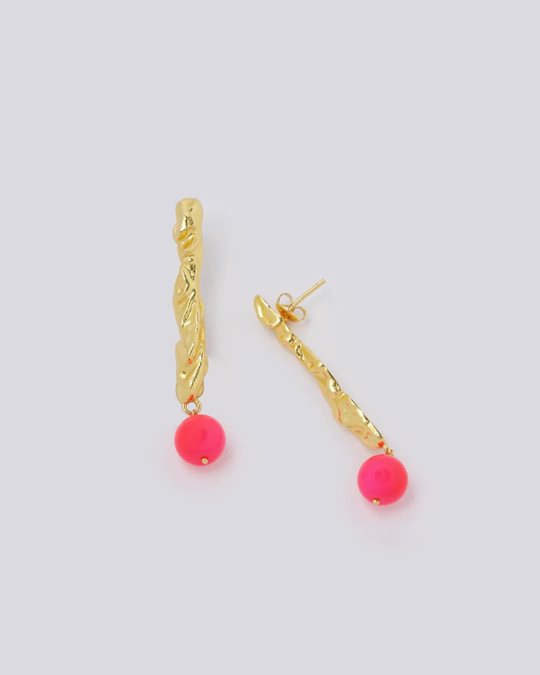 Neon Pink Gold Earrings