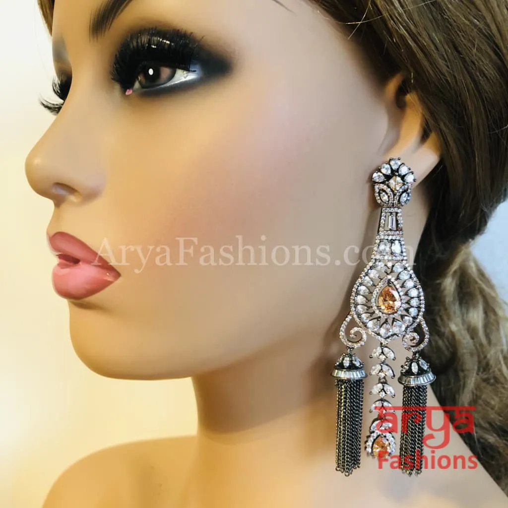 Nimisha Rose Gold Victorian Champagne Earrings