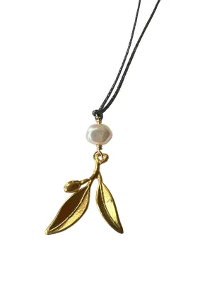 Olive Leaf Gold Pendant