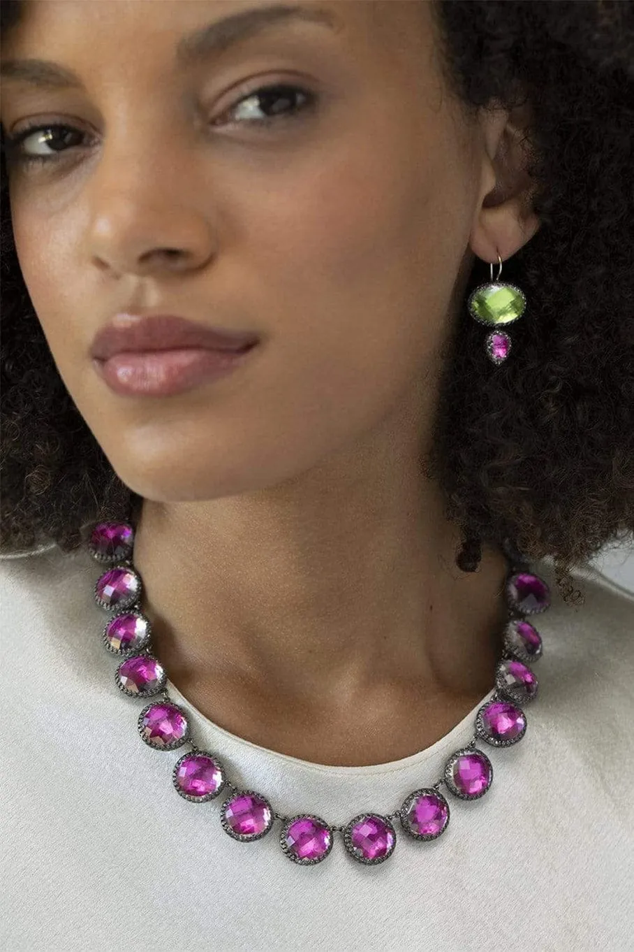 Olivia Button Rivière Necklace - Fuchsia