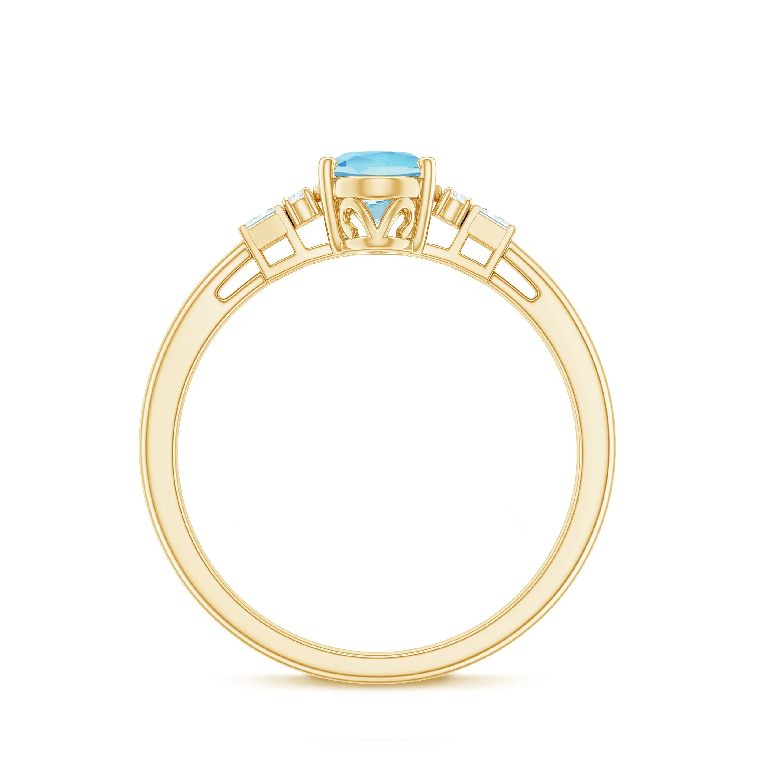 Oval Cut Aquamarine Classic Engagement Ring with Diamond