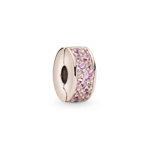 PANDORA Rose clip with pink cubic zirconia and silicone grip