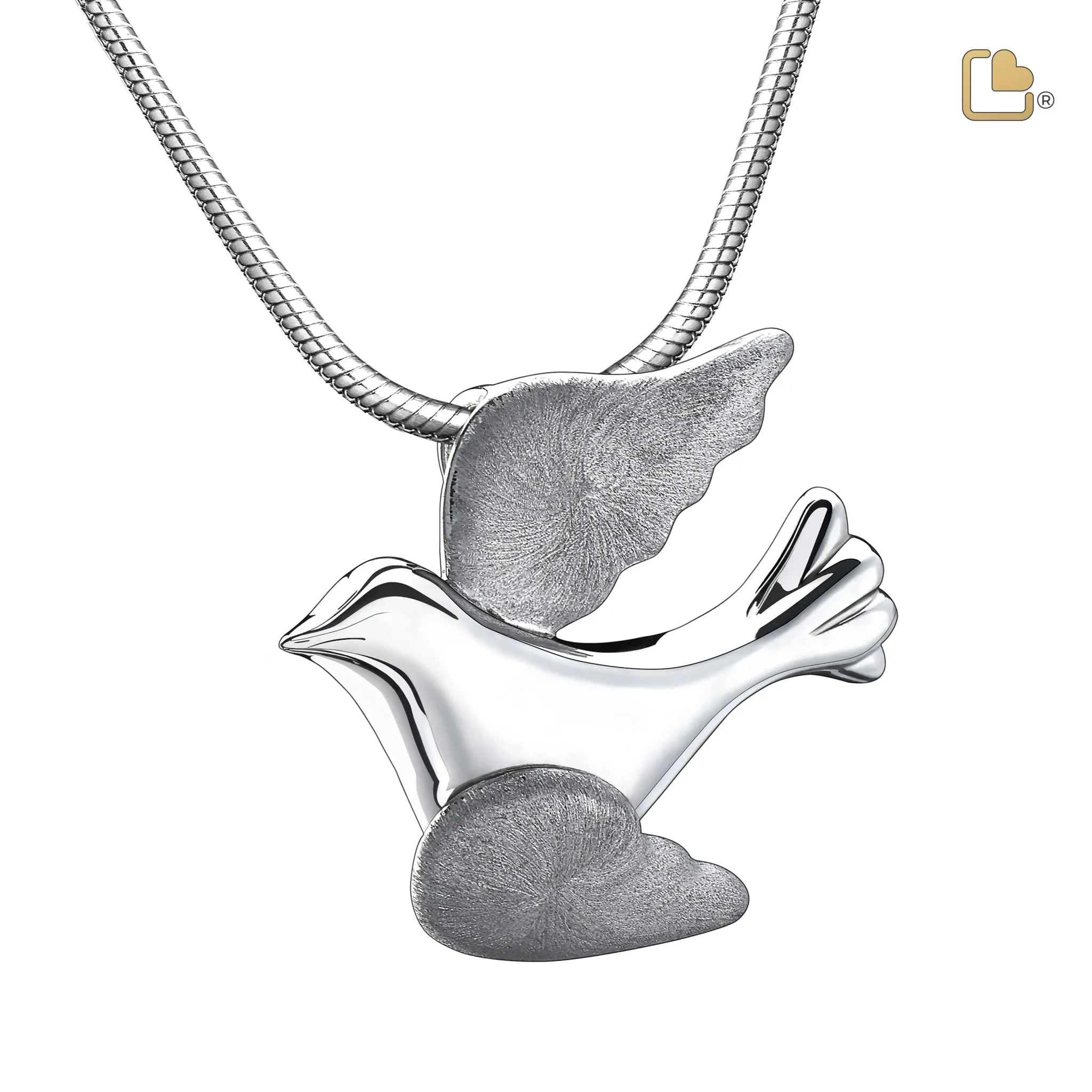 PD1190   FlyingDove Ashes Pendant Pol & Bru Silver