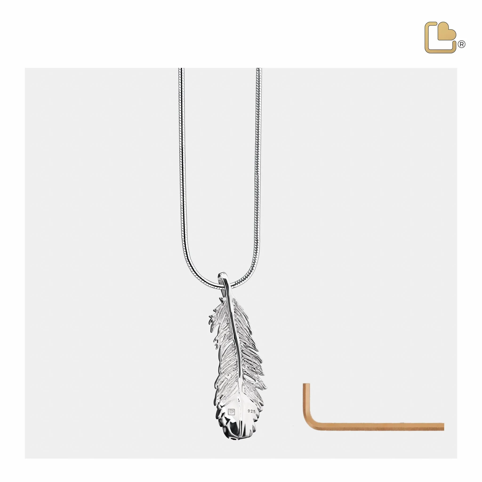 PD1220   Feather Ashes Pendant Pol Silver