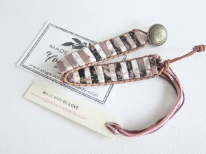 Pink Black Sakura Cherry Blossom Tubestone Bracelet