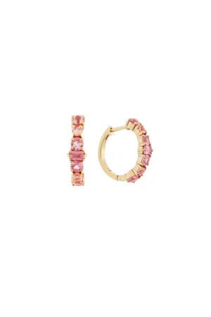 Pink Sapphire Rivulet Spread Round Hoops