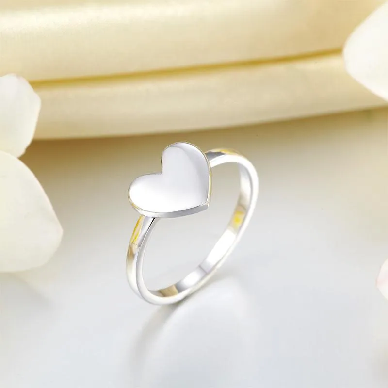 Plain Solid 925 Sterling Silver Ring Heart Fashion Trendy Stylish