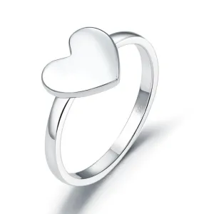 Plain Solid 925 Sterling Silver Ring Heart Fashion Trendy Stylish