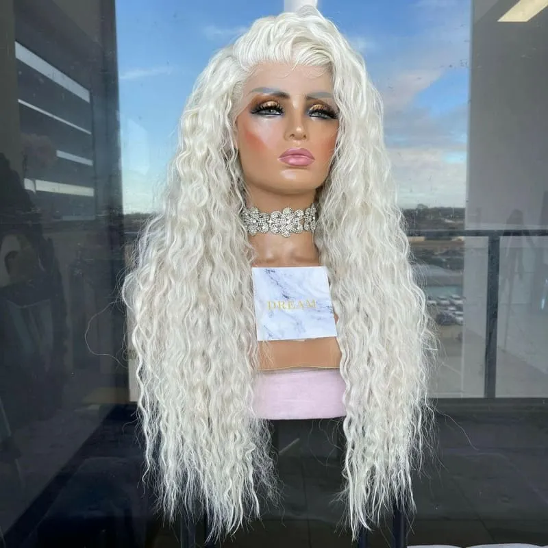 Platinum Blonde Synthetic Long Curly Hair Wig