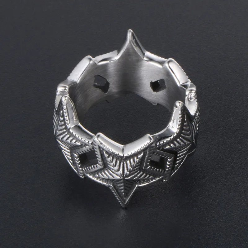 Punk Style Titanium Steel Five-Pointed Star Ring for Trendy Men