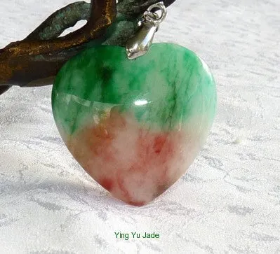 "Loving Heart" Chinese Jade Heart Pendant (P-692)