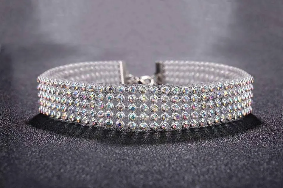 Rainbow Jeweled Rhinestone Choker in Four Sizes