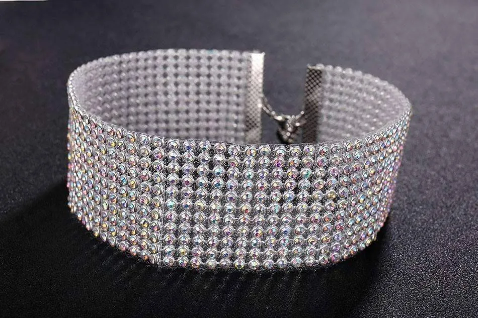 Rainbow Jeweled Rhinestone Choker in Four Sizes