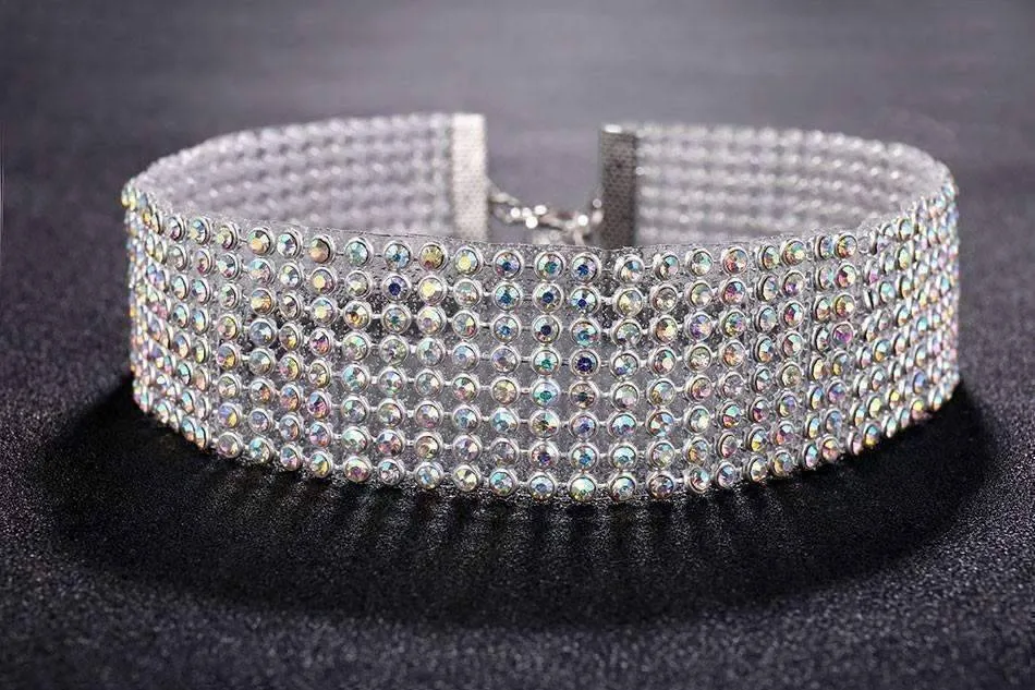 Rainbow Jeweled Rhinestone Choker in Four Sizes