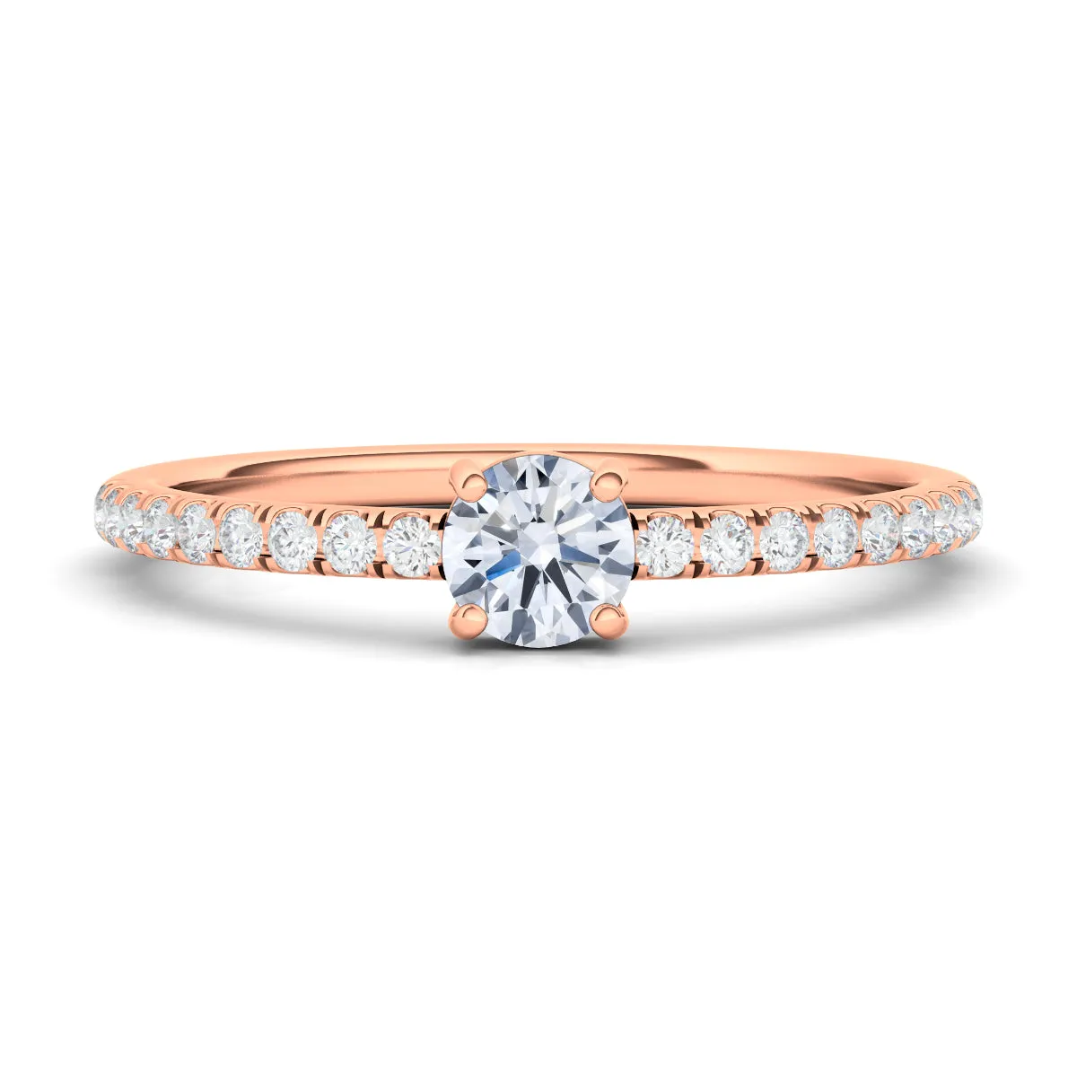 Round & Pave Diamond Ring