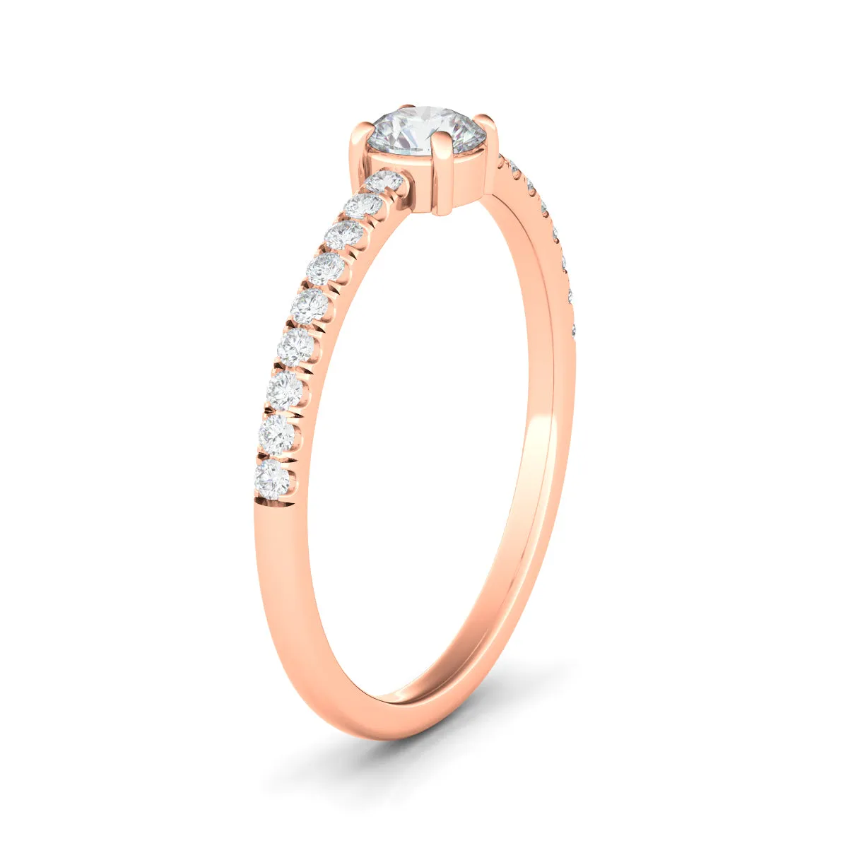 Round & Pave Diamond Ring