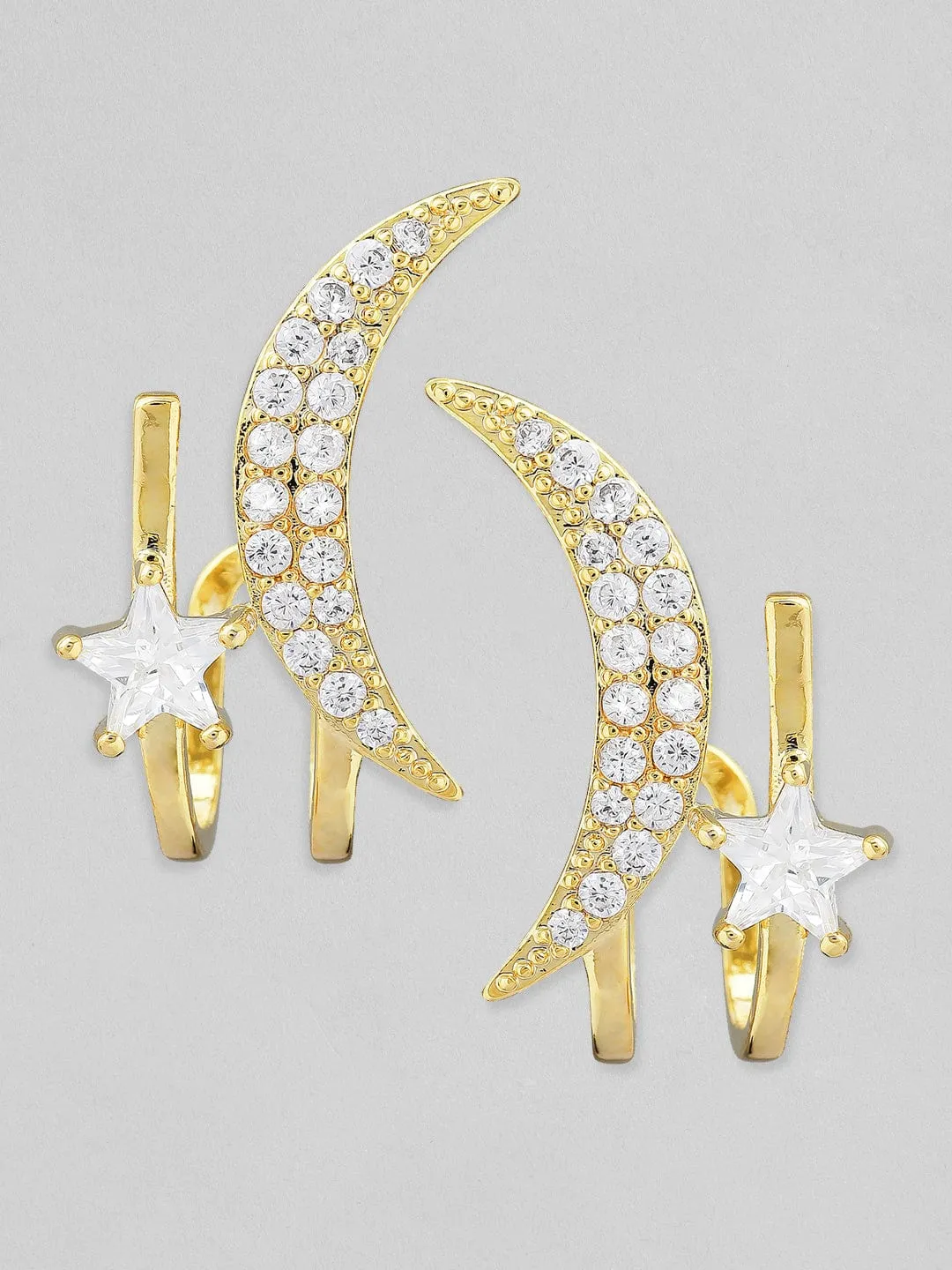 Rubans Voguish Gold-Plated White Contemporary Stud Earrings