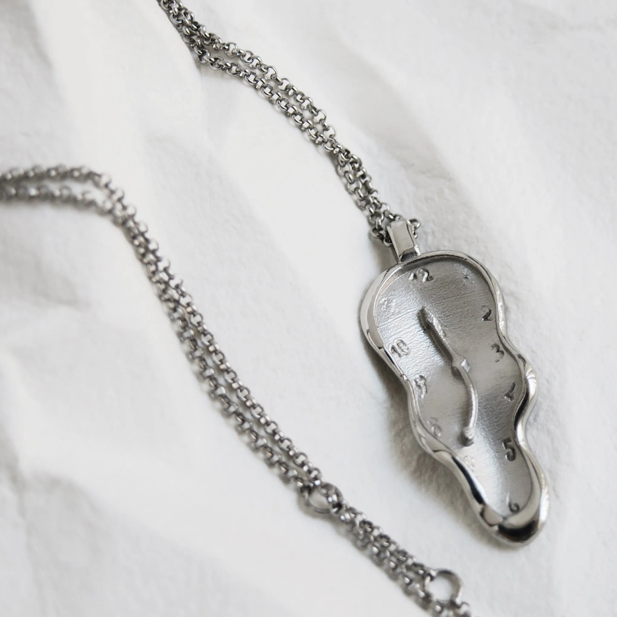 Salvador Dalí Sterling Silver Melting Clock Necklace