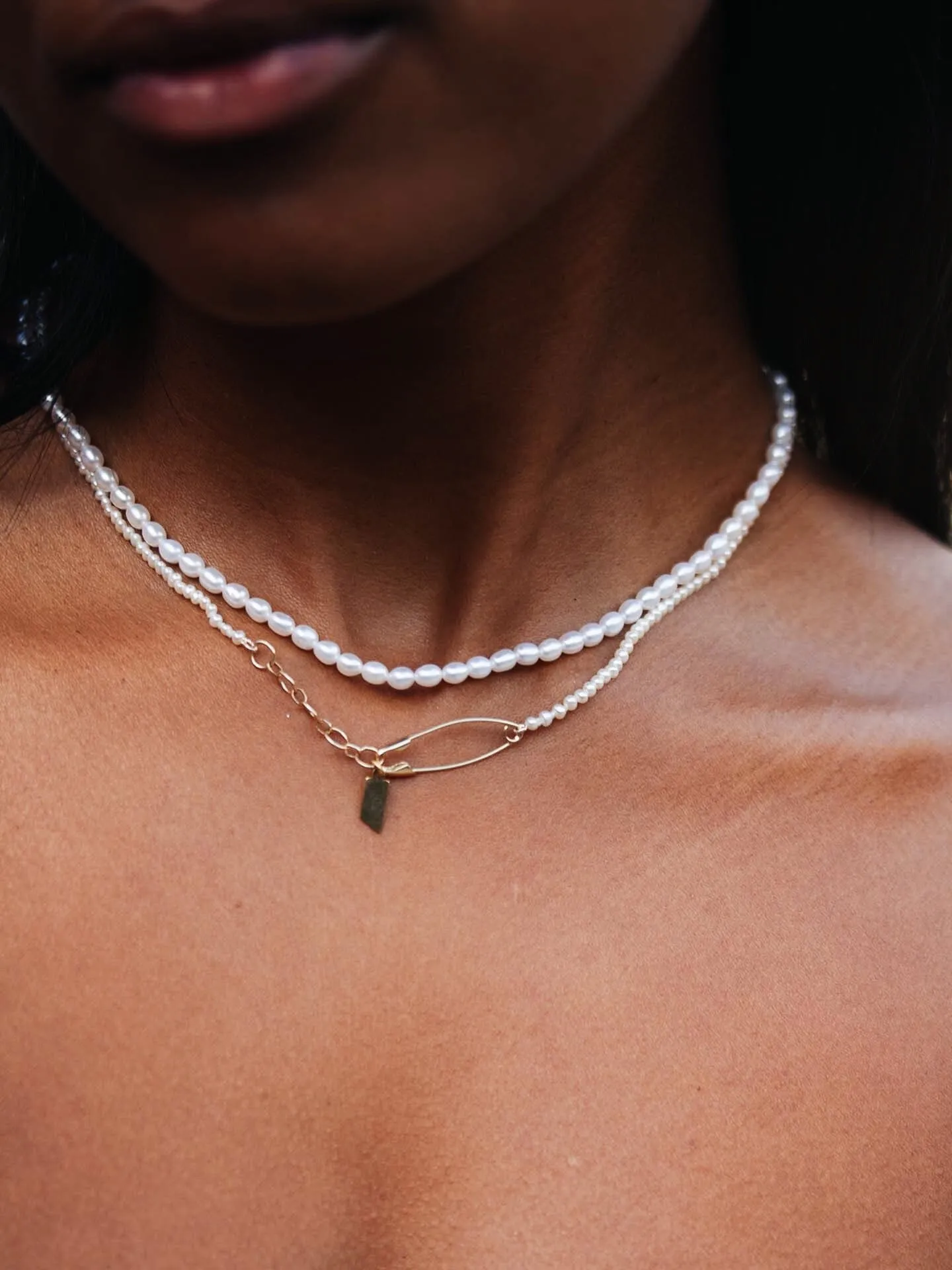 Seed Pearl Safety Pin Choker