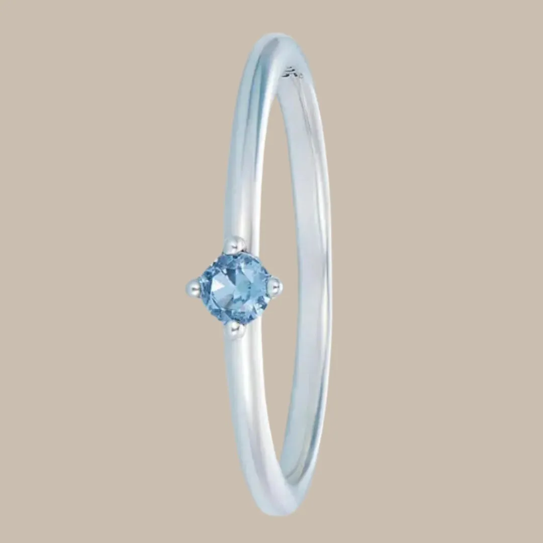 Silver Blue Zircon Ring