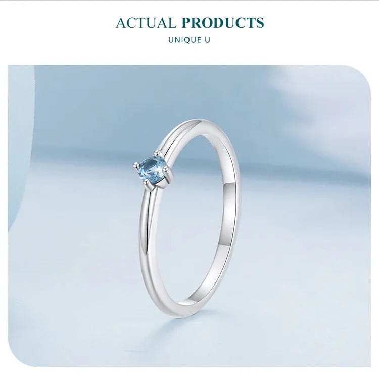 Silver Blue Zircon Ring