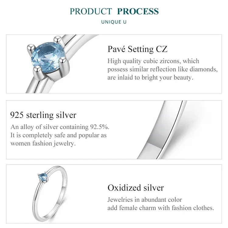 Silver Blue Zircon Ring