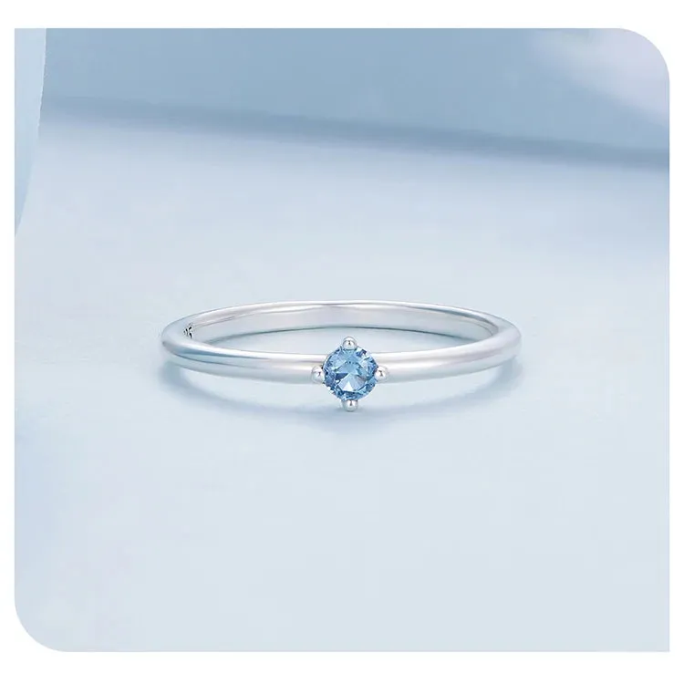 Silver Blue Zircon Ring