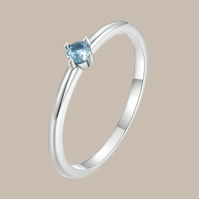 Silver Blue Zircon Ring