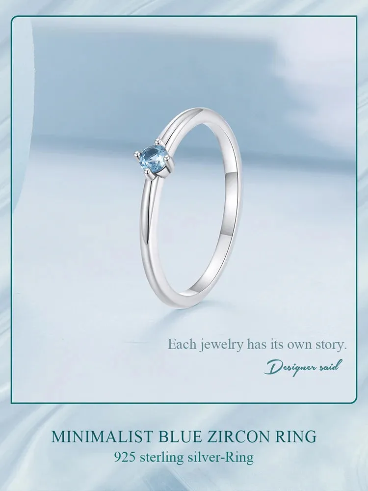 Silver Blue Zircon Ring