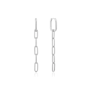 Silver Cable Link Drop Earrings