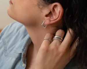 Silver Rhombus 34 Hoop Earrings