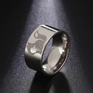 Skyrim Fox Ring for Men Women Stainless Steel 10MM Wide Punk Animal Band Rings 2024 Trendy Jewelry Valentine Gift New In