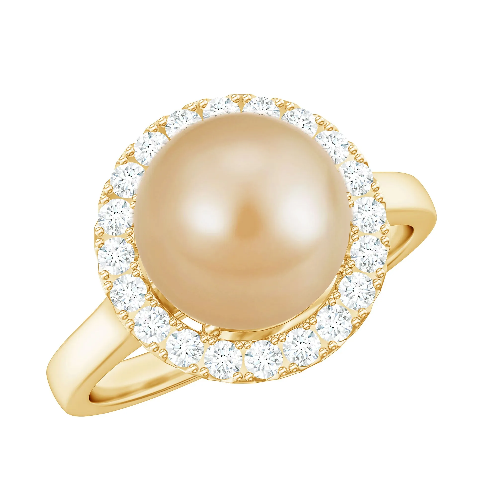 South Sea Pearl and Diamond Halo Engagement Ring