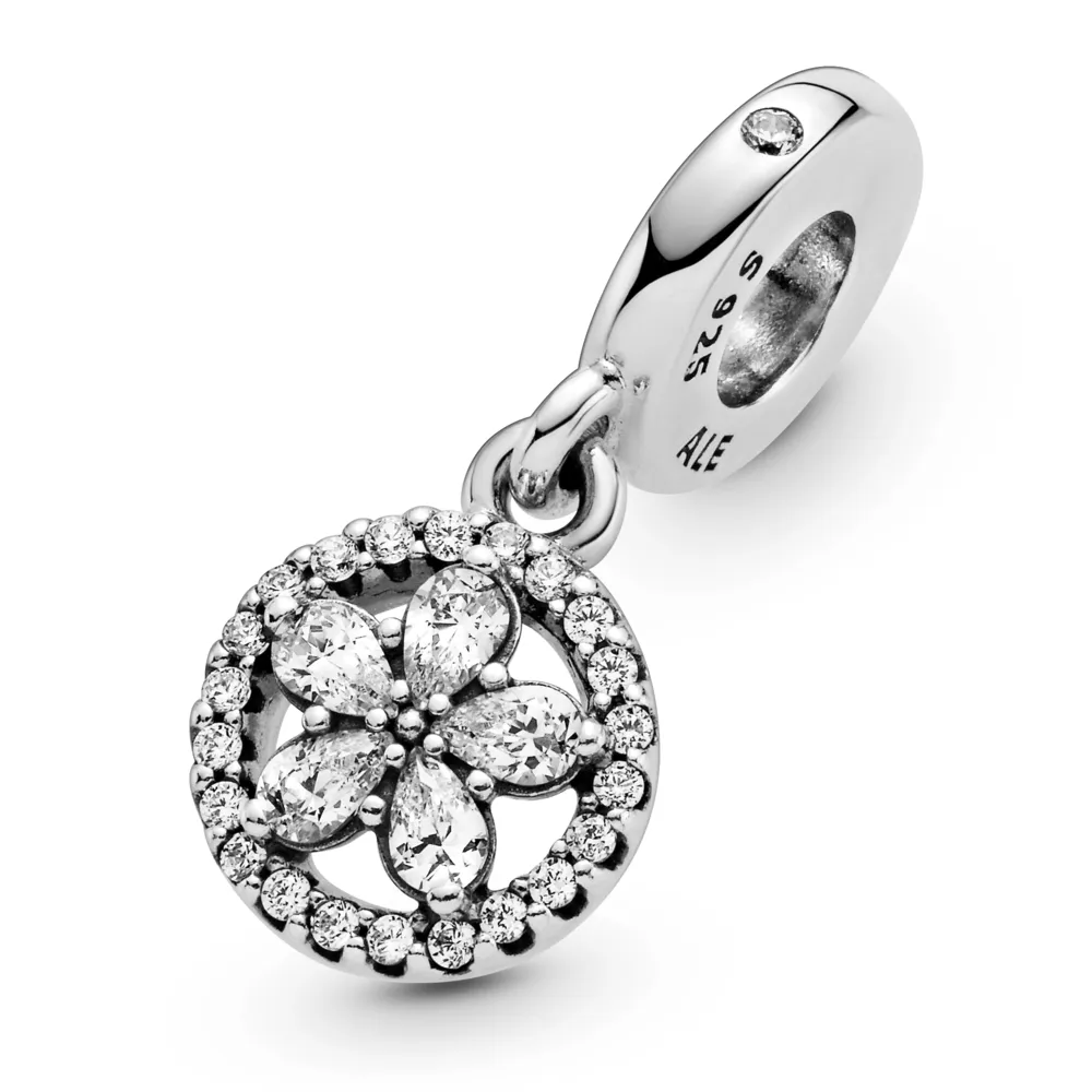 Sparkling Snowflake Circle Dangle Charm