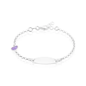 Sterling Silver 14cm Name Enamel Heart Kids Bracelet