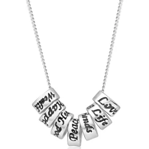 Sterling Silver 7 Rings of Luck Engraved Pendant With 45cm Chain