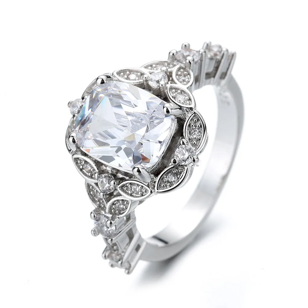 Sterling Silver Ageless Engagement ring with Crystals from Swarovski