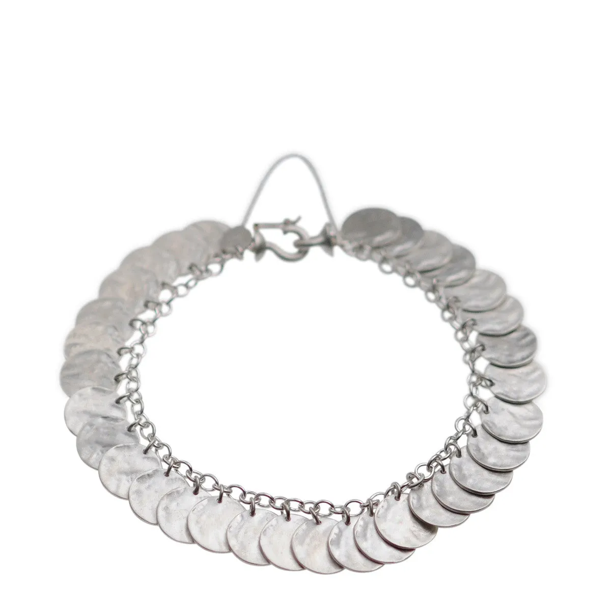 Sterling Silver Full Shell Disc Bracelet