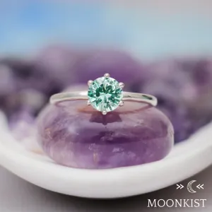 Sterling Silver Seafoam Green Engagement Ring | Moonkist Designs