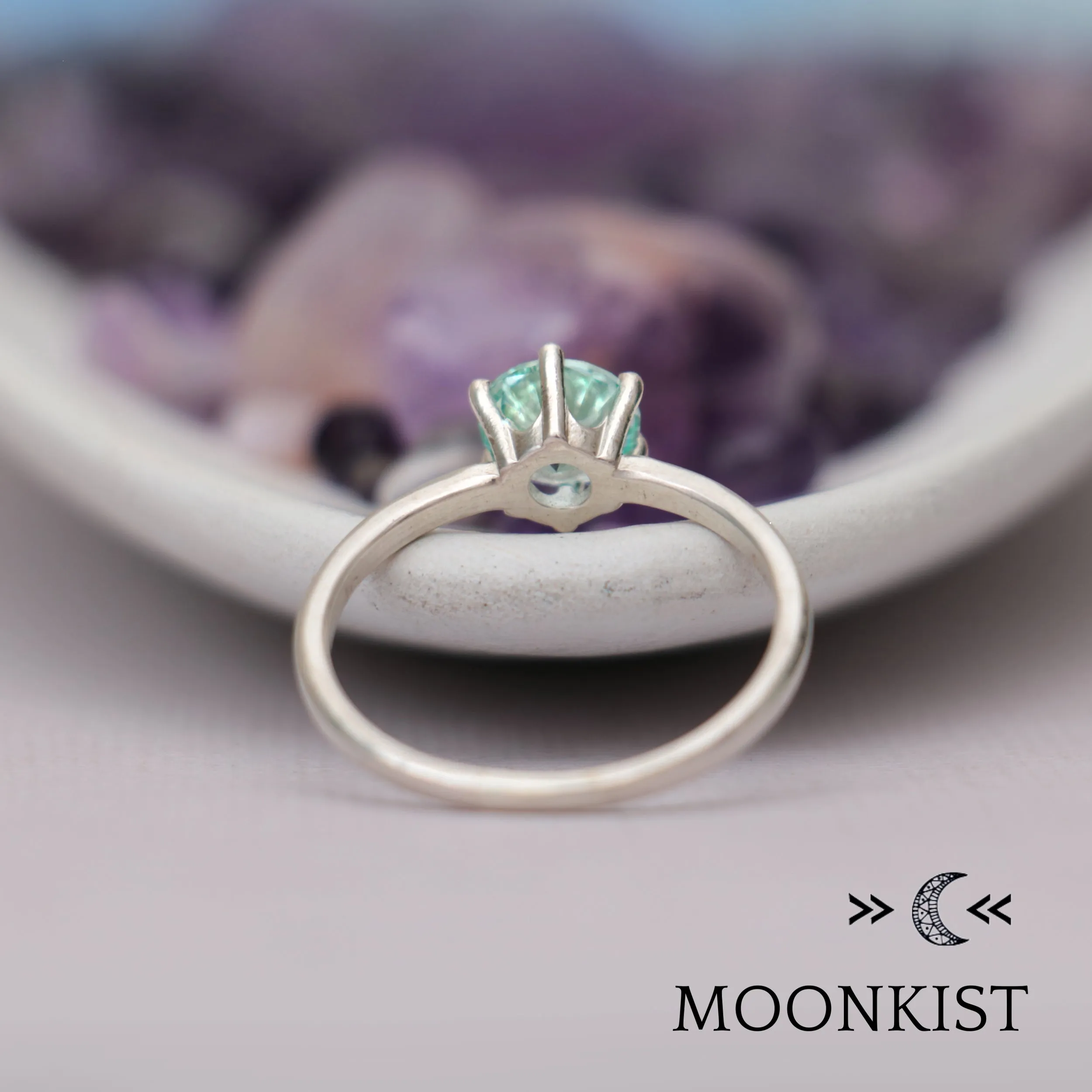 Sterling Silver Seafoam Green Engagement Ring | Moonkist Designs