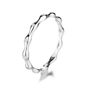 Sterling Silver Wave Ring With Crystals