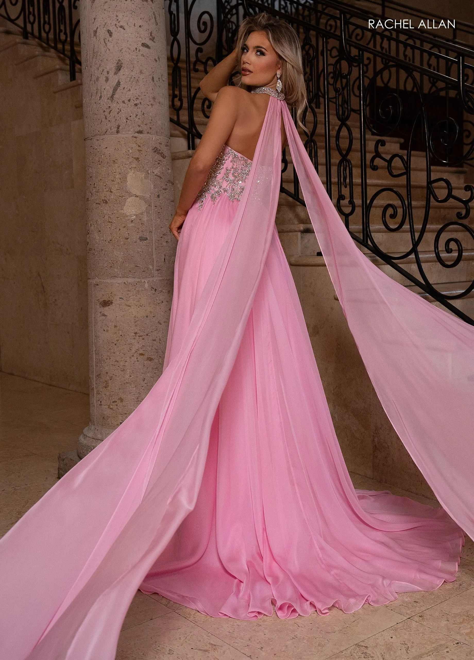 Strapless Choker A-line Slit Gown by Rachel Allan 50362