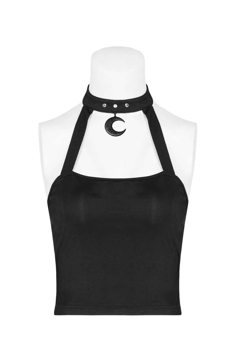 Stylish Gothic Black Moon Choker Crop Camisole Top