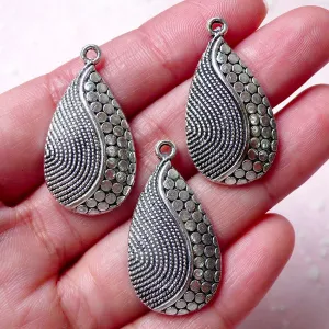 Teardrop Charm (3pcs / 17mm x 31mm / Tibetan Silver) Bohemian Teardrop Earring Pendant Necklace Bracelet Handbag Zipper Pull Bookmark CHM816