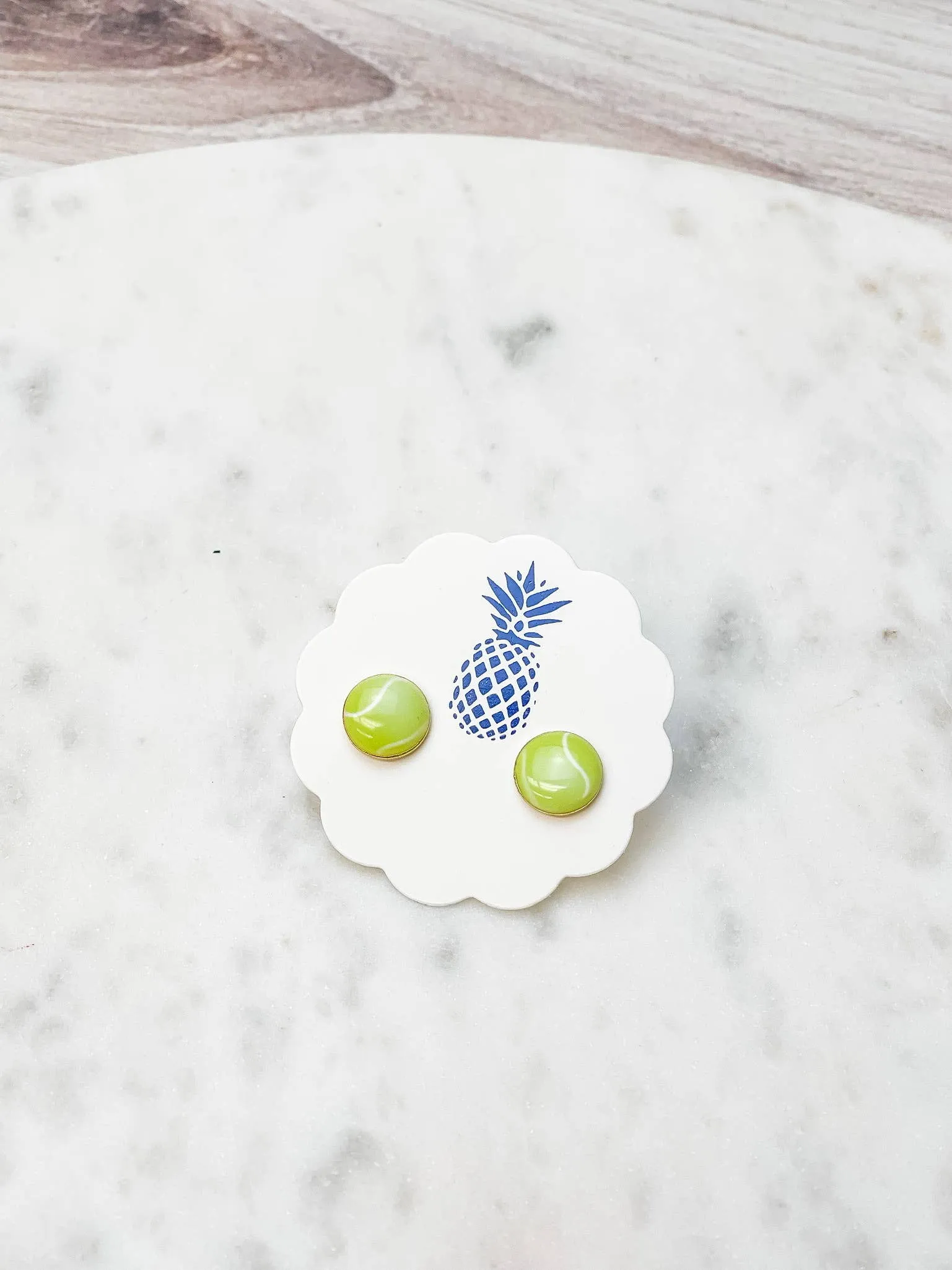 Tennis Ball Enamel Stud Earrings