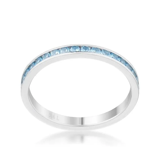 Teresa Blue Topaz Silver Eternity Stackable Ring | 1ct | Stainless Steel