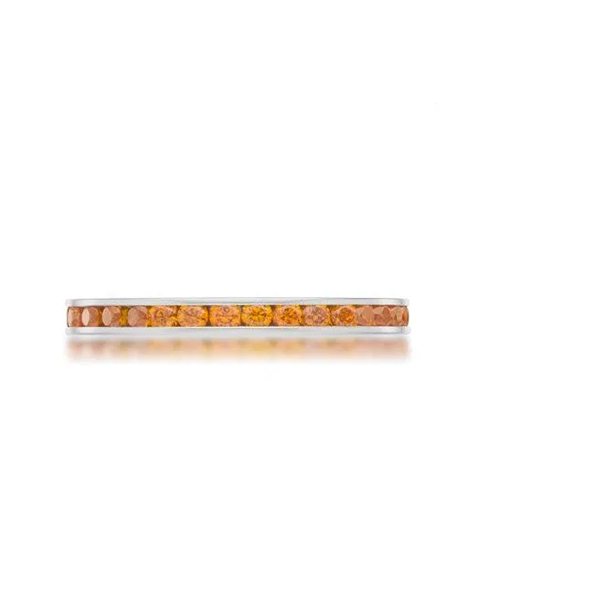 Teresa Orange Silver Eternity Stackable Ring | 1ct |  Stainless Steel