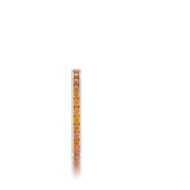 Teresa Orange Silver Eternity Stackable Ring | 1ct |  Stainless Steel