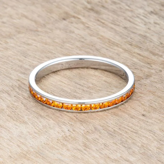 Teresa Orange Silver Eternity Stackable Ring | 1ct |  Stainless Steel