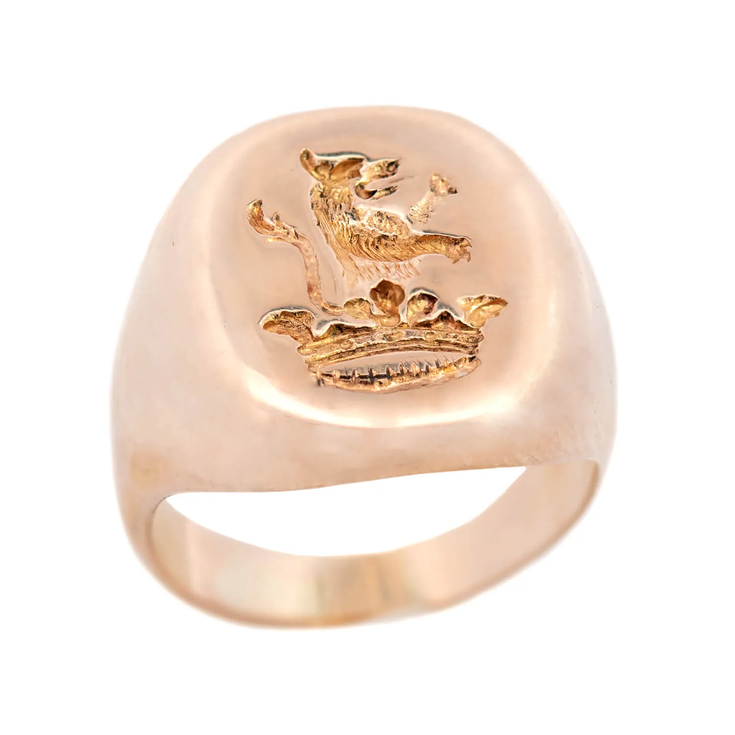 Victorian 14k Family Crest Intaglio Signet Ring